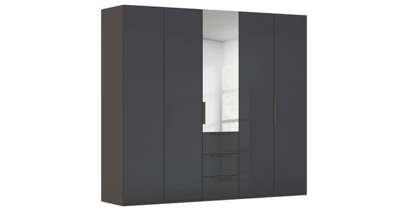 DREHTÜRENSCHRANK 251/235/61 cm,  in Graphitfarben, 5-türig  - Graphitfarben, Basics, Glas/Holzwerkstoff (251/235/61cm) - Novel