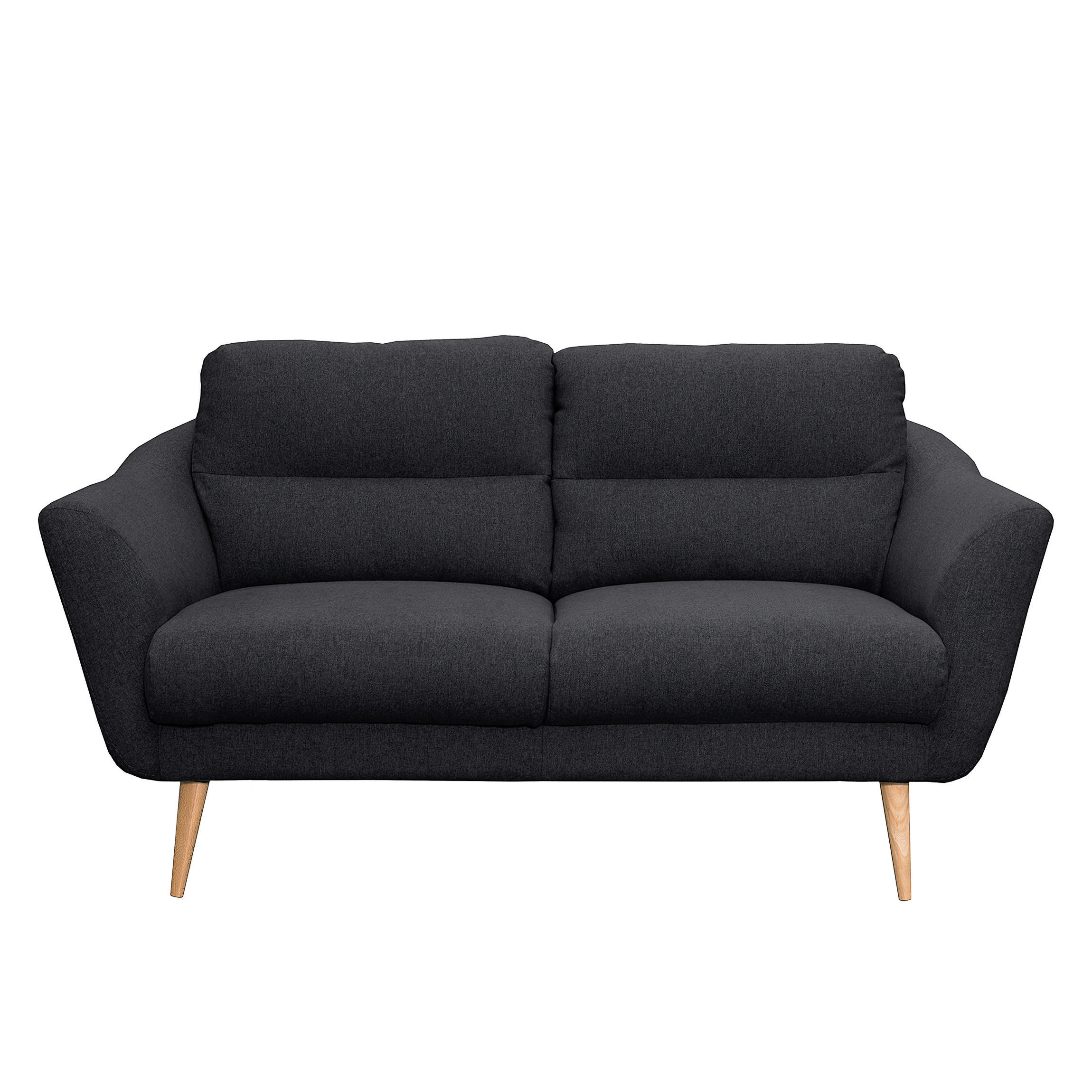 2-SITZER-SOFA in Webstoff Anthrazit  - Anthrazit/Buchefarben, Design, Holz/Textil (158/87/88cm) - Livetastic