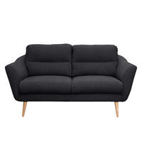 2-SITZER-SOFA in Webstoff Anthrazit  - Anthrazit/Buchefarben, Design, Holz/Textil (158/87/88cm) - Livetastic