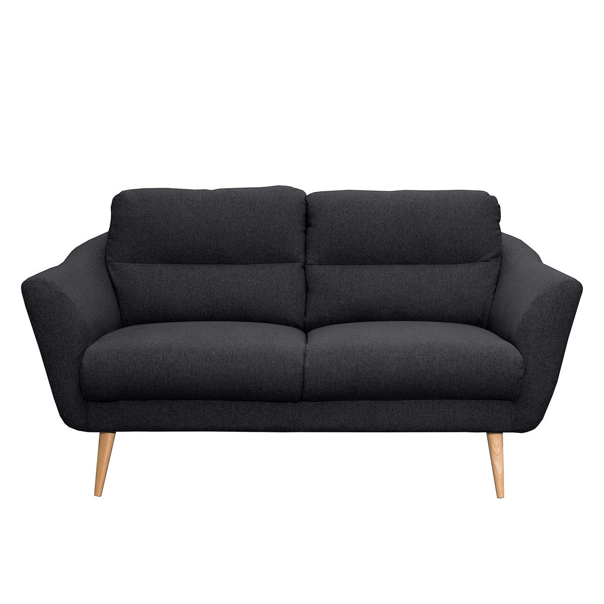2-SITZER-SOFA in Webstoff Anthrazit  - Anthrazit/Buchefarben, Design, Holz/Textil (158/87/88cm) - Livetastic