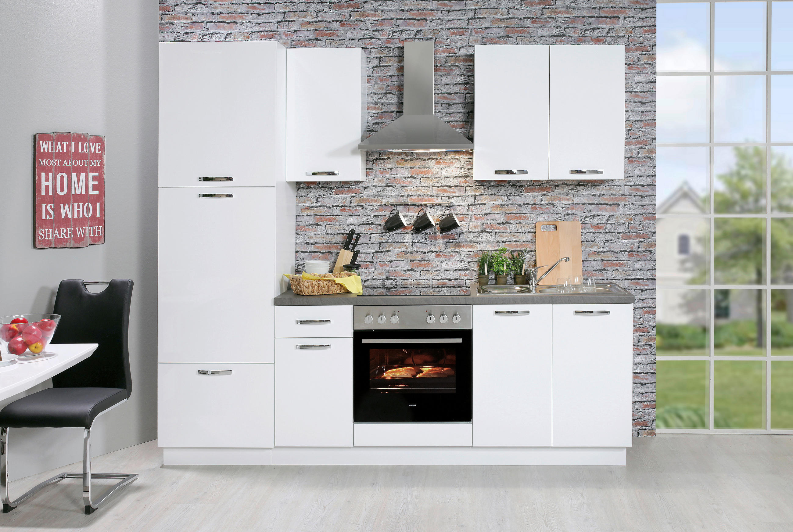 KUHINJSKI BLOK BREZ APARATOV - bela, Moderno, leseni material (240cm) - Boxxx