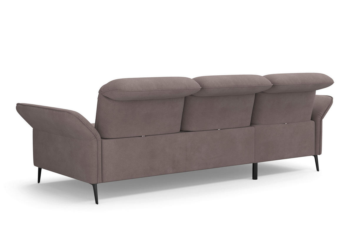 ECKSOFA in Flachgewebe Taupe  - Taupe/Schwarz, Konventionell, Textil/Metall (198/264cm) - Sit & More