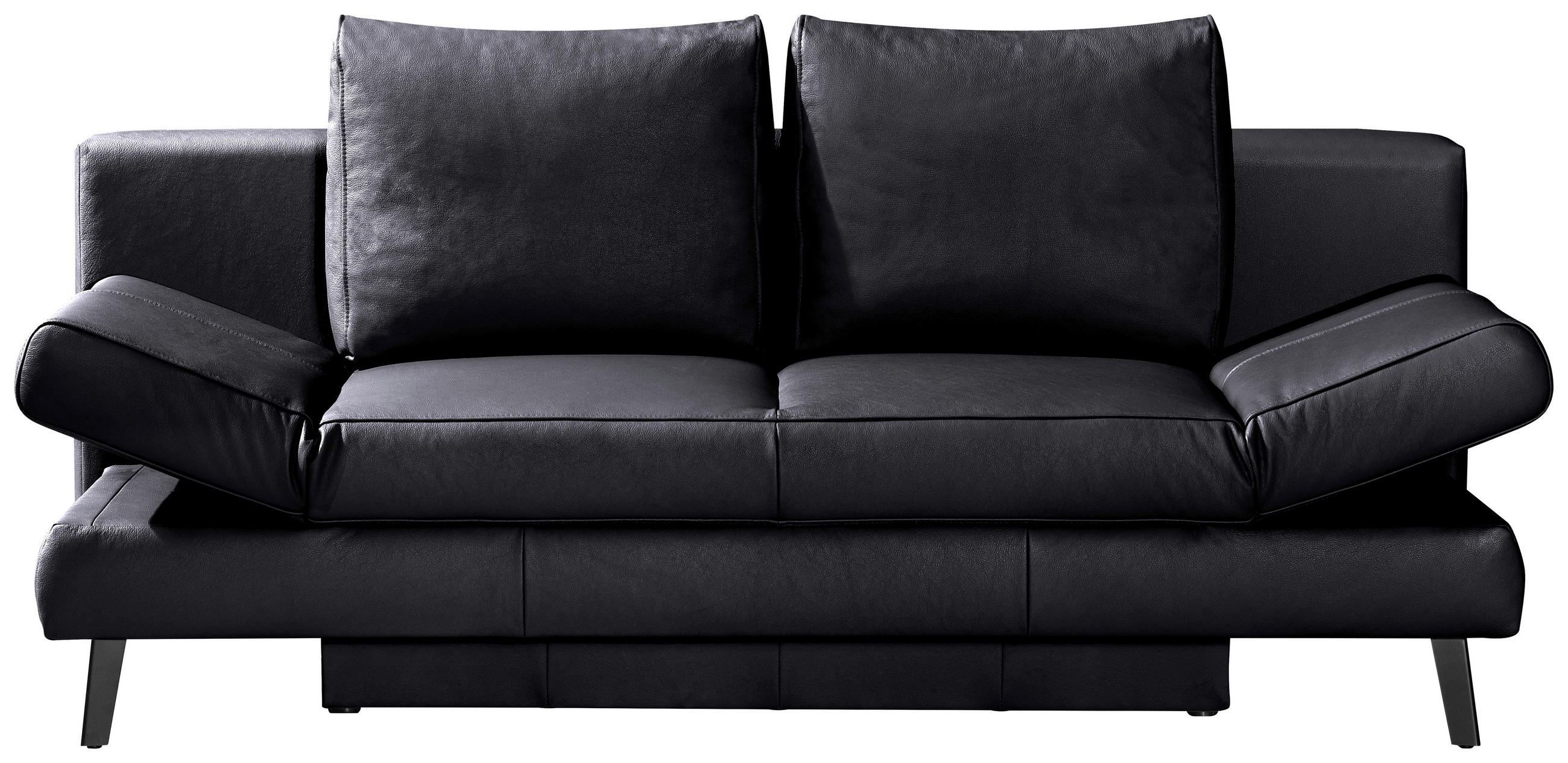 SCHLAFSOFA Schwarz Echtleder  - Schwarz, KONVENTIONELL, Leder/Metall (200/85/90cm) - Novel