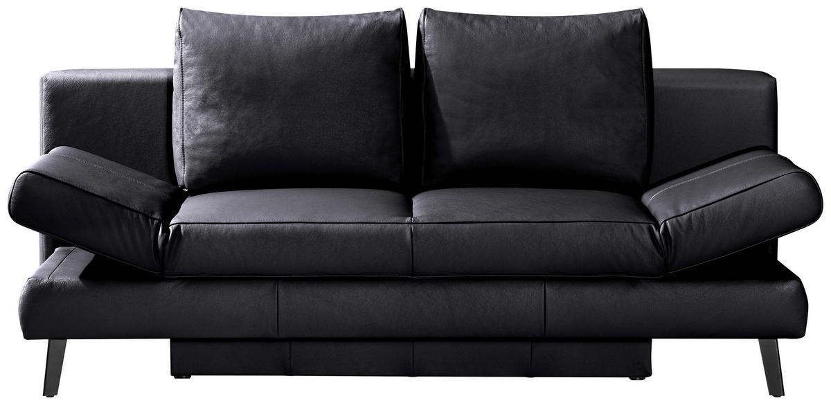 SCHLAFSOFA Echtleder Schwarz  - Schwarz, Konventionell, Leder/Metall (200/85/90cm) - Novel