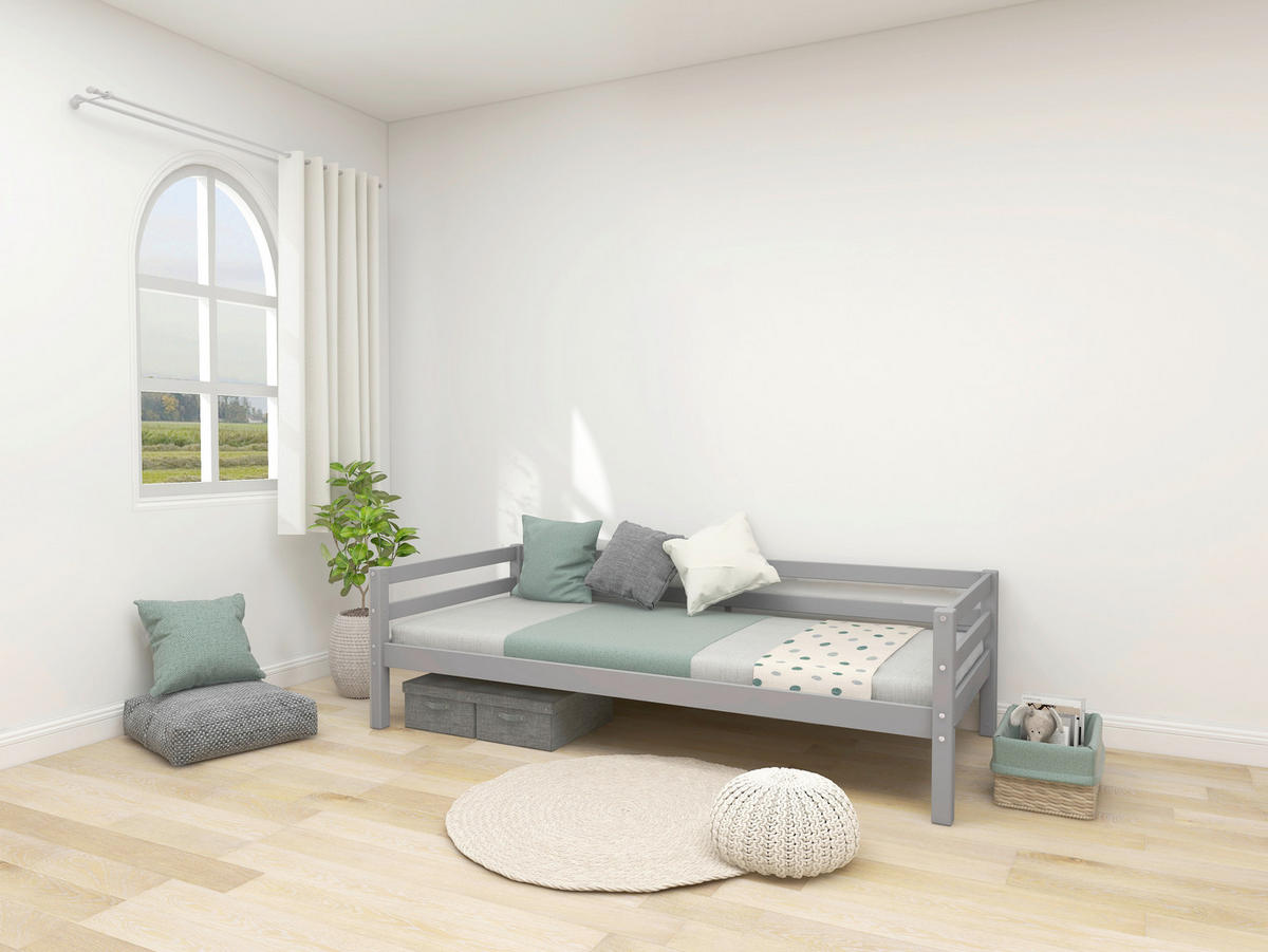 BETT 90/200 cm,  in Grau, Lattenrost  - Grau, MODERN, Holz (90/200cm) - Chameo