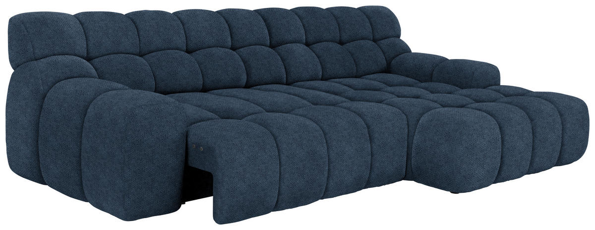 ECKSOFA in Webstoff Dunkelblau  - Schwarz/Dunkelblau, Modern, Kunststoff/Textil (297/180cm) - Welnova