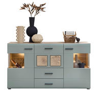 ŠIROKA KOMODA, zelena, barve hrasta  - črna/barve hrasta, Moderno, kovina/umetna masa (170/94/42cm) - Hom`in