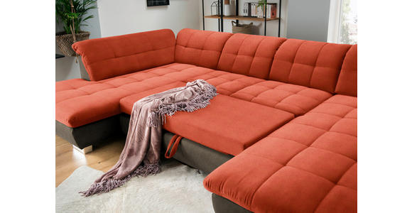 WOHNLANDSCHAFT in Mikrofaser Orange - Chromfarben/Orange, Design, Kunststoff/Textil (211/350/204cm) - Xora