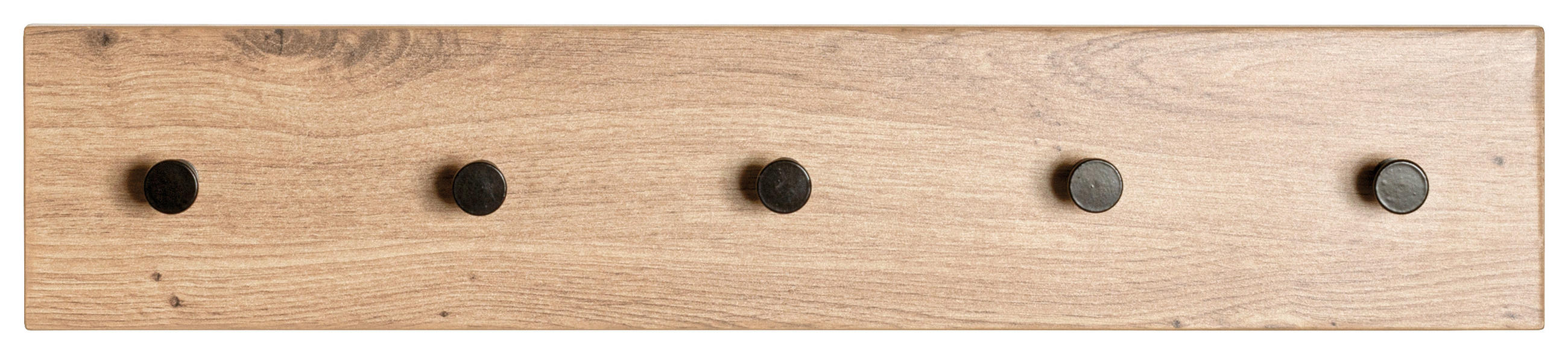 HAKENLEISTE  in Schwarz, Eichefarben  - Eichefarben/Schwarz, Basics, Holzwerkstoff/Metall (60/12/5cm)