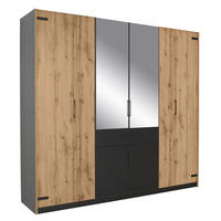 DREHTÜRENSCHRANK in Silberfarben, Dunkelgrau, Eiche Artisan  - Dunkelgrau/Silberfarben, Modern, Glas/Holzwerkstoff (226/210/57cm) - Rauch Möbel