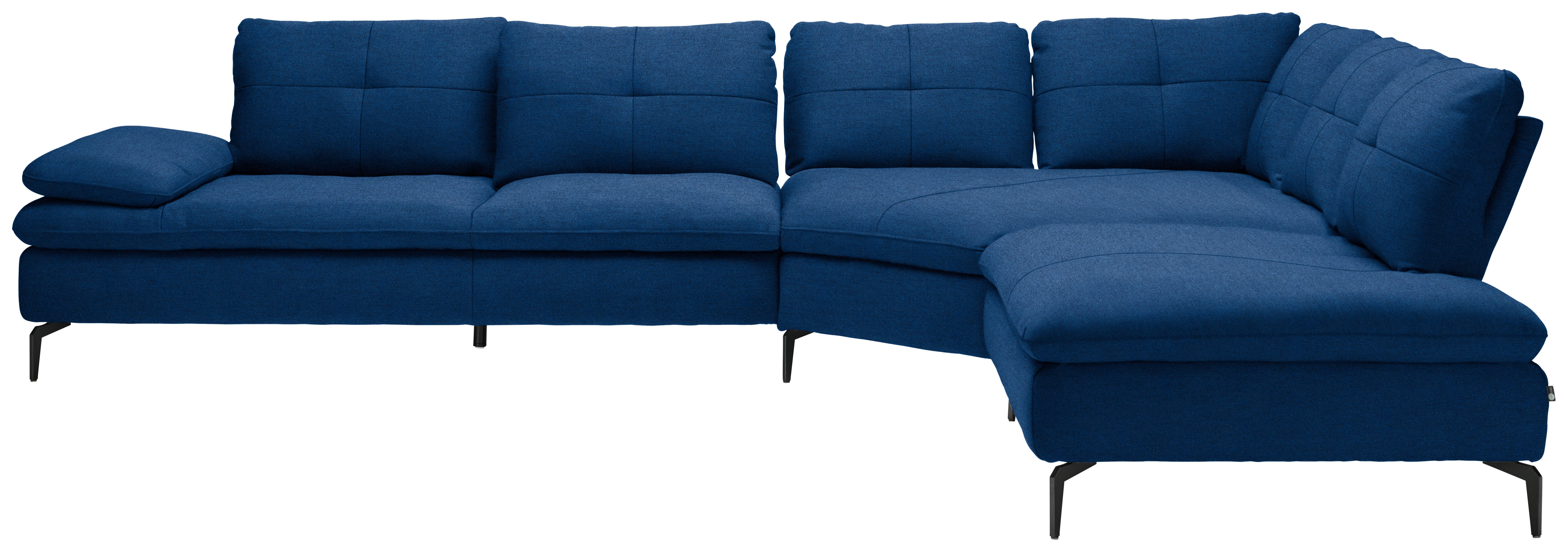 ECKSOFA in Flachgewebe Blau  - Blau/Schwarz, Design, Textil/Metall (344/271cm) - Chilliano