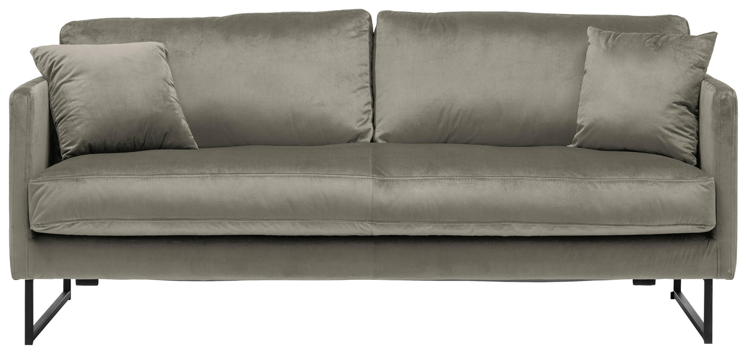 2,5-SITZER in Samt Grau  - Schwarz/Grau, Design, Textil/Metall (180/78/84cm) - Carryhome