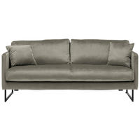 2,5-SITZER Samt Grau  - Schwarz/Grau, Design, Textil/Metall (180/78/84cm) - Carryhome