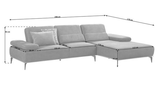 ECKSOFA in Mikrofaser Dunkelgrau  - Dunkelgrau/Beige, Design, Textil/Metall (298/176cm) - Valnatura