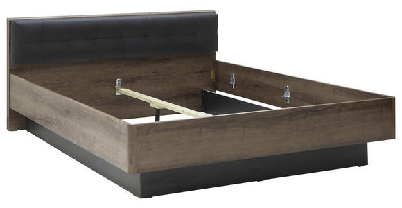 BETT 180/200 cm in Schwarz, Eichefarben - Eichefarben/Schwarz, Design, Holzwerkstoff/Kunststoff (180/200cm) - Carryhome