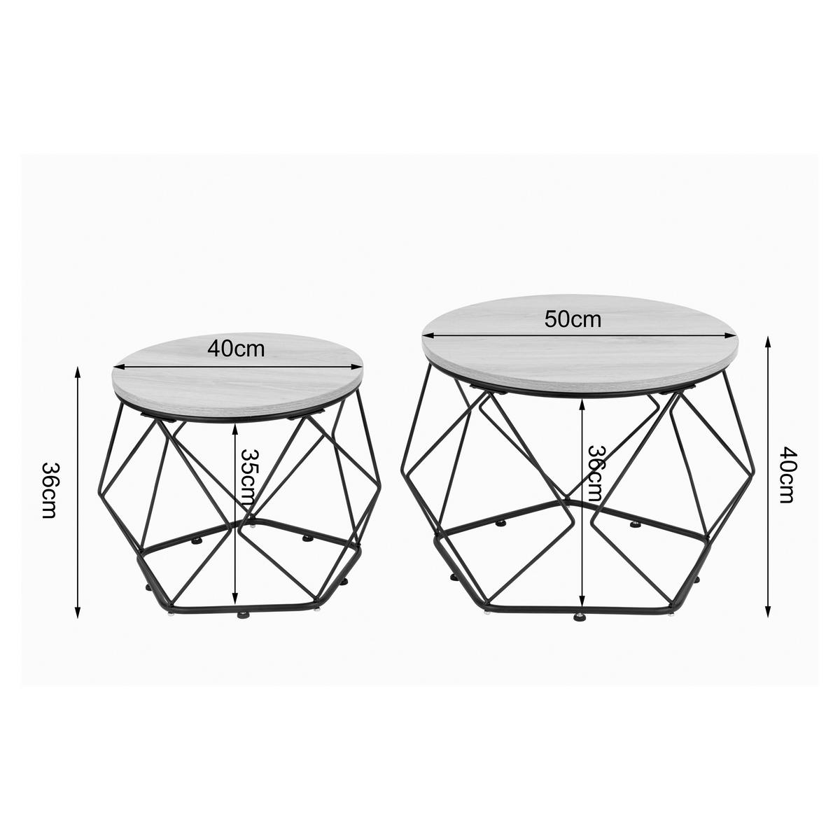 COUCHTISCH rund Schwarz, Eichefarben  - Eichefarben/Schwarz, Design, Holzwerkstoff/Metall (50/40/40/36/50/40cm) - MID.YOU