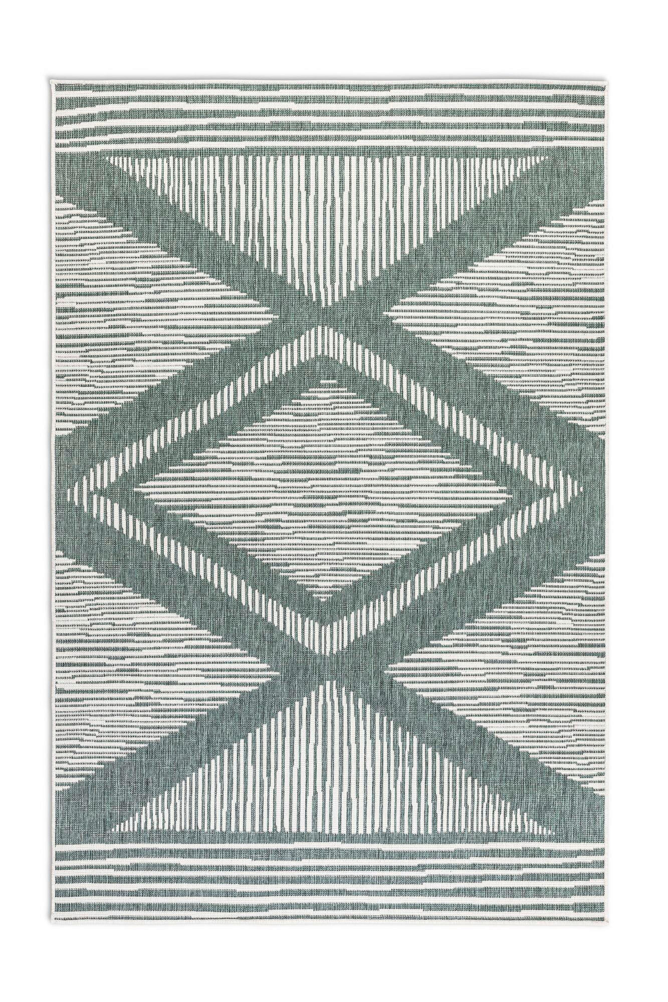 OUTDOORTEPPICH 80/150 cm Gemini Weiß, Dunkelgrün  - Dunkelgrün/Weiß, Design, Kunststoff (80/150cm)