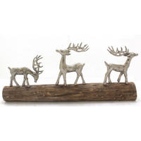 Ren Decorativ - argintiu/culoare natur, Lifestyle, lemn/metal (56,5/9/25cm) - X-Mas