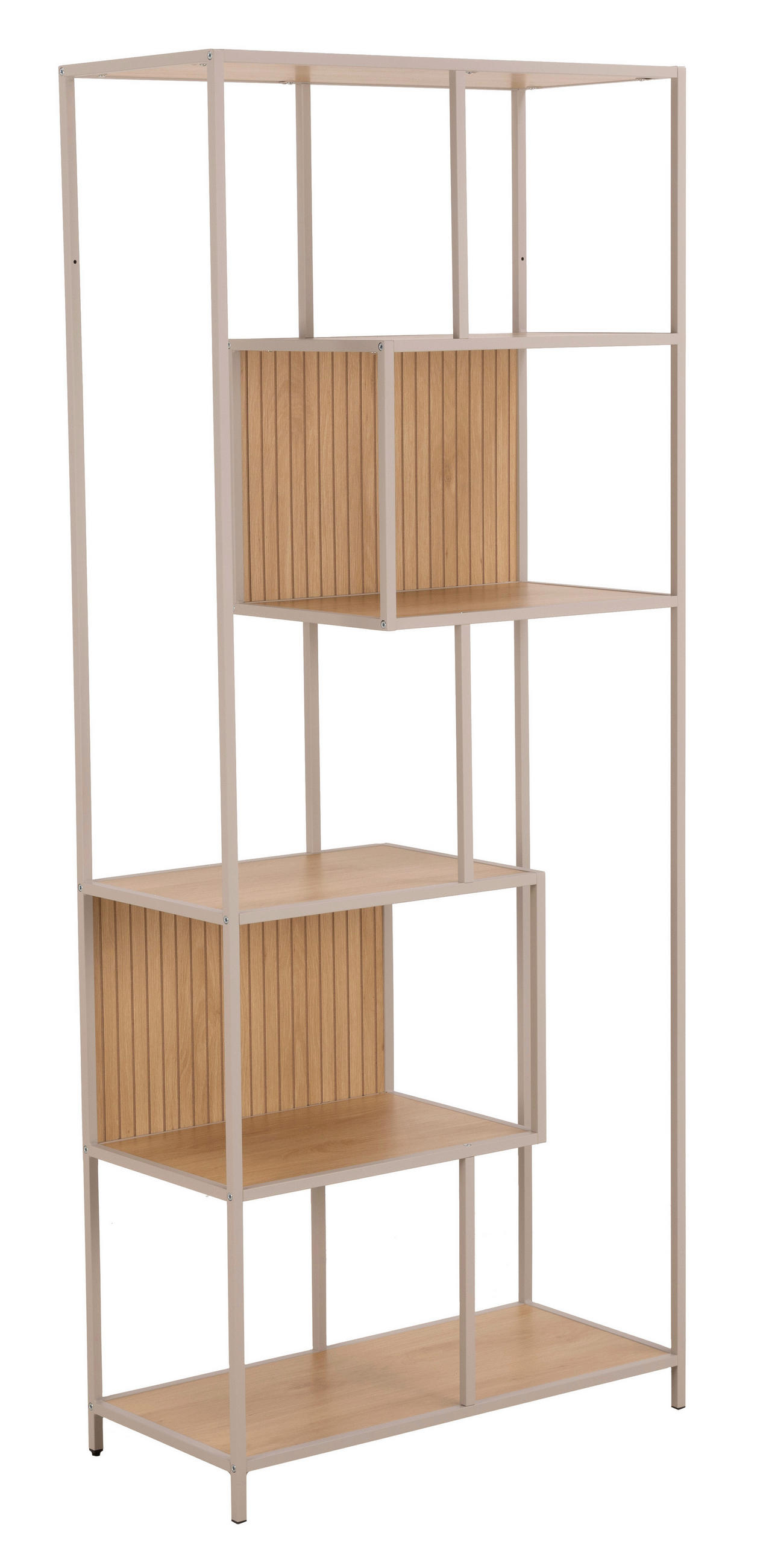 REGAL Grau, Eichefarben  - Eichefarben/Grau, MODERN, Holzwerkstoff/Metall (77/185/35cm) - Xora