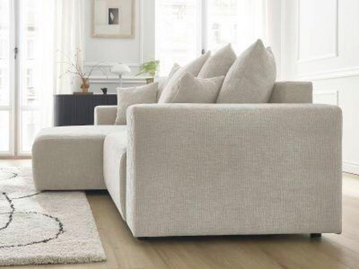 ECKSOFA Ottomane links  ATILLA Beige Struktur  - Beige/Schwarz, MODERN, Kunststoff/Textil (149/244cm)