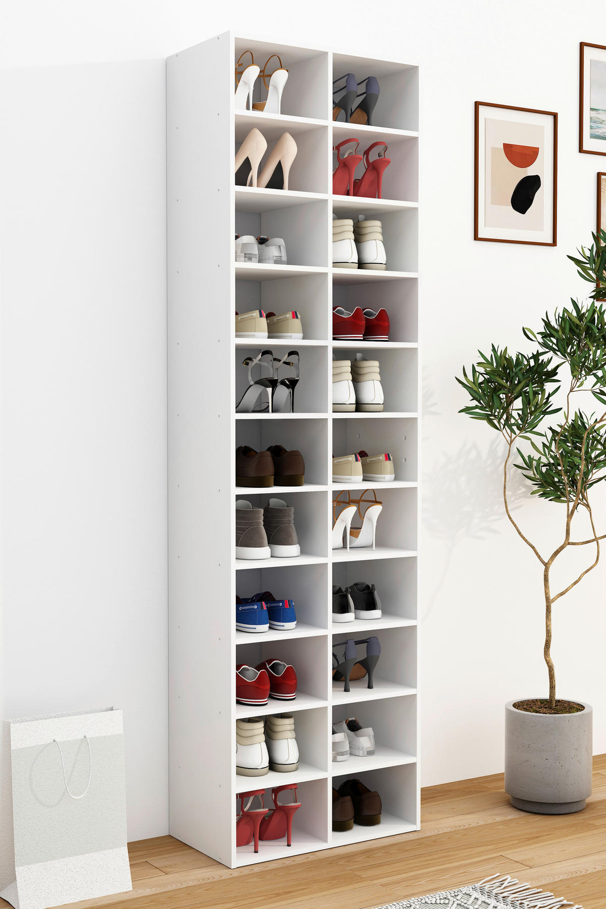 SCHUHREGAL 52/183/30 cm  - Weiss, Design, Holzwerkstoff (52/183/30cm) - MID.YOU
