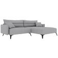 ECKSOFA  in Cord Hellgrau  253/180 cm  - Hellgrau/Schwarz, KONVENTIONELL, Textil/Metall (253/180cm) - Carryhome