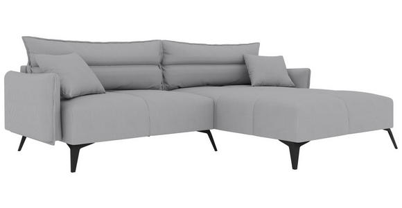 ECKSOFA  in Cord Hellgrau  253/180 cm  - Hellgrau/Schwarz, KONVENTIONELL, Textil/Metall (253/180cm) - Carryhome