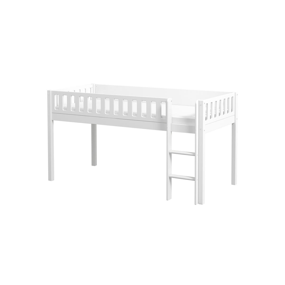 HOCHBETT 90/200 cm,  in Absturzsicherung, Leiter, Rollrost  - Weiß, MODERN, Holz (90/200cm) - Chameo