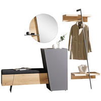 GARDEROBE 4-teilig  in 227/202/44,2 cm  - Wildeiche/Graphitfarben, Natur, Glas/Holz (227/202/44,2cm) - Voglauer