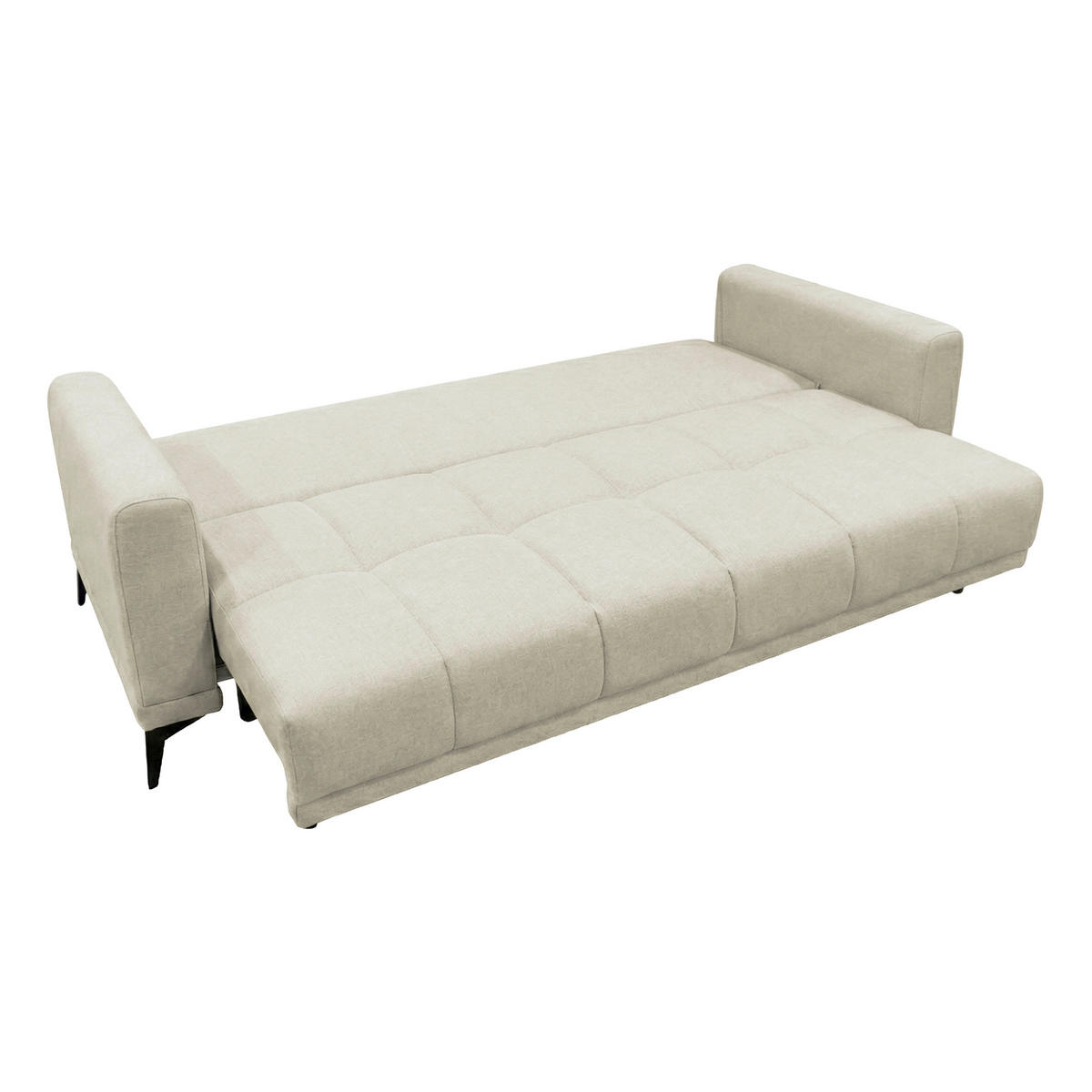 SCHLAFSOFA GRANDE in Chenille Beige  - Beige/Schwarz, Design, Textil/Metall (238/83/98cm) - MID.YOU