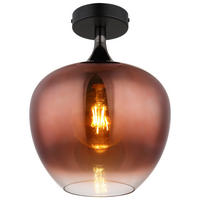 DECKENLEUCHTE 24/31,5 cm   - Schwarz/Kupferfarben, Design, Glas/Metall (24/31,5cm) - Collet's Monde