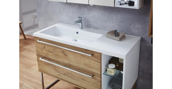 BADEZIMMER - Eichefarben/Weiß, Basics, Glas/Holzwerkstoff (120cm) - Dieter Knoll