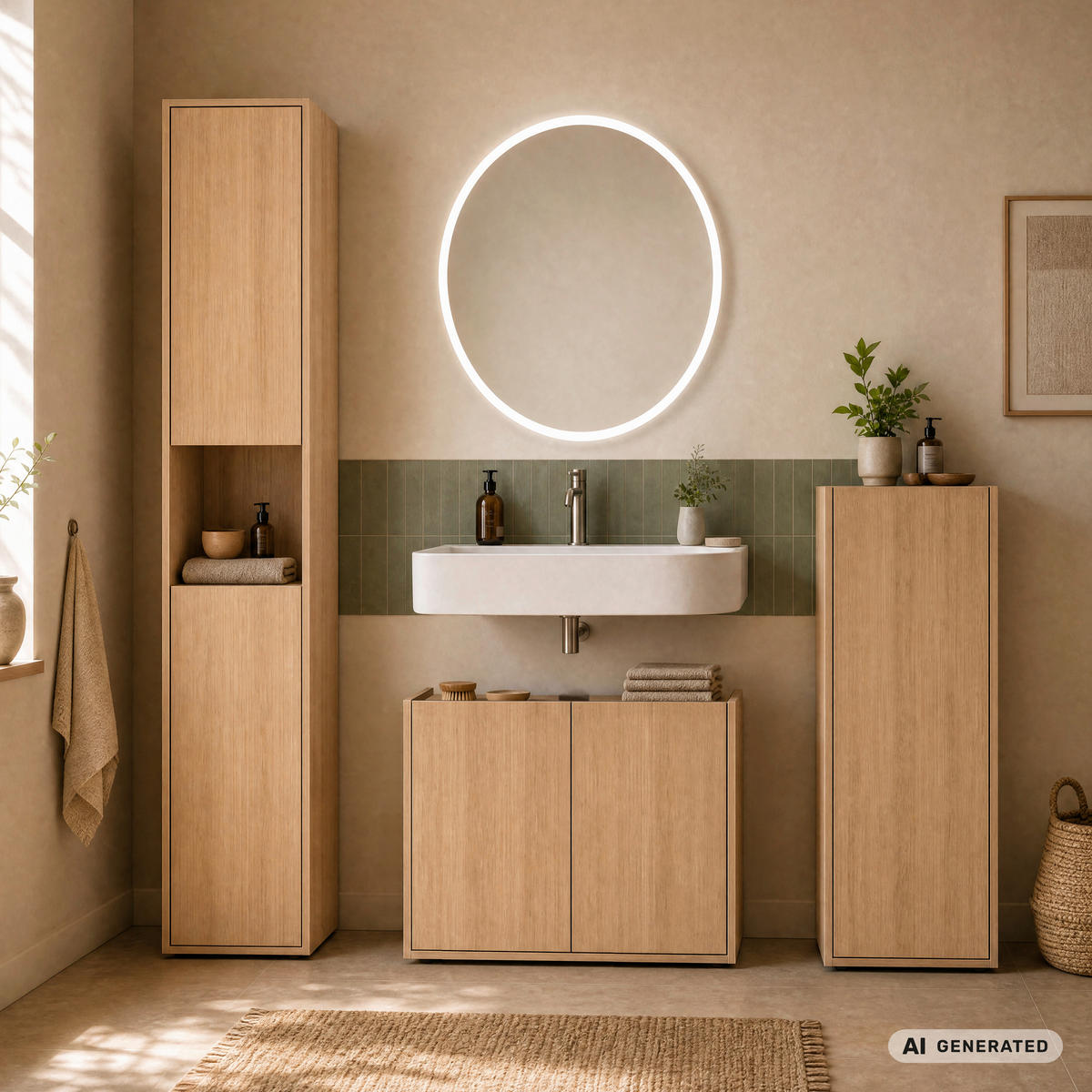 WASCHBECKENUNTERSCHRANK 80/62/35 cm  - Eichefarben/Schwarz, Trend, Holzwerkstoff/Kunststoff (80/62/35cm) - MID.YOU