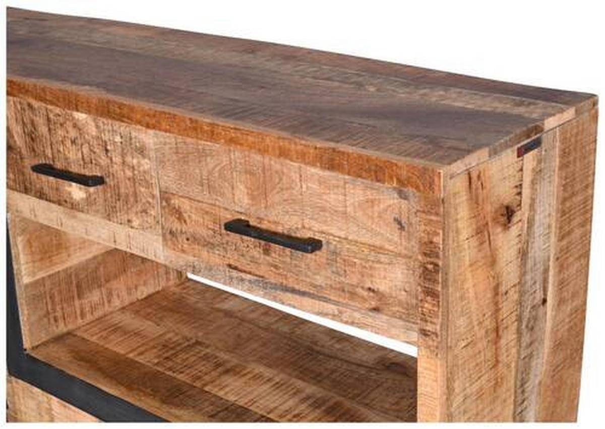 COMODĂ ÎNALTĂ 135/132/40 cm  - culoare natur/negru, Natur, metal/lemn (135/132/40cm) - MID.YOU