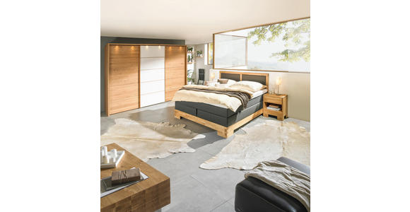 BOXSPRINGBETT 180/200 cm  in Braun, Eichefarben  - Eichefarben/Braun, Design, Holz/Textil (180/200cm) - Linea Natura