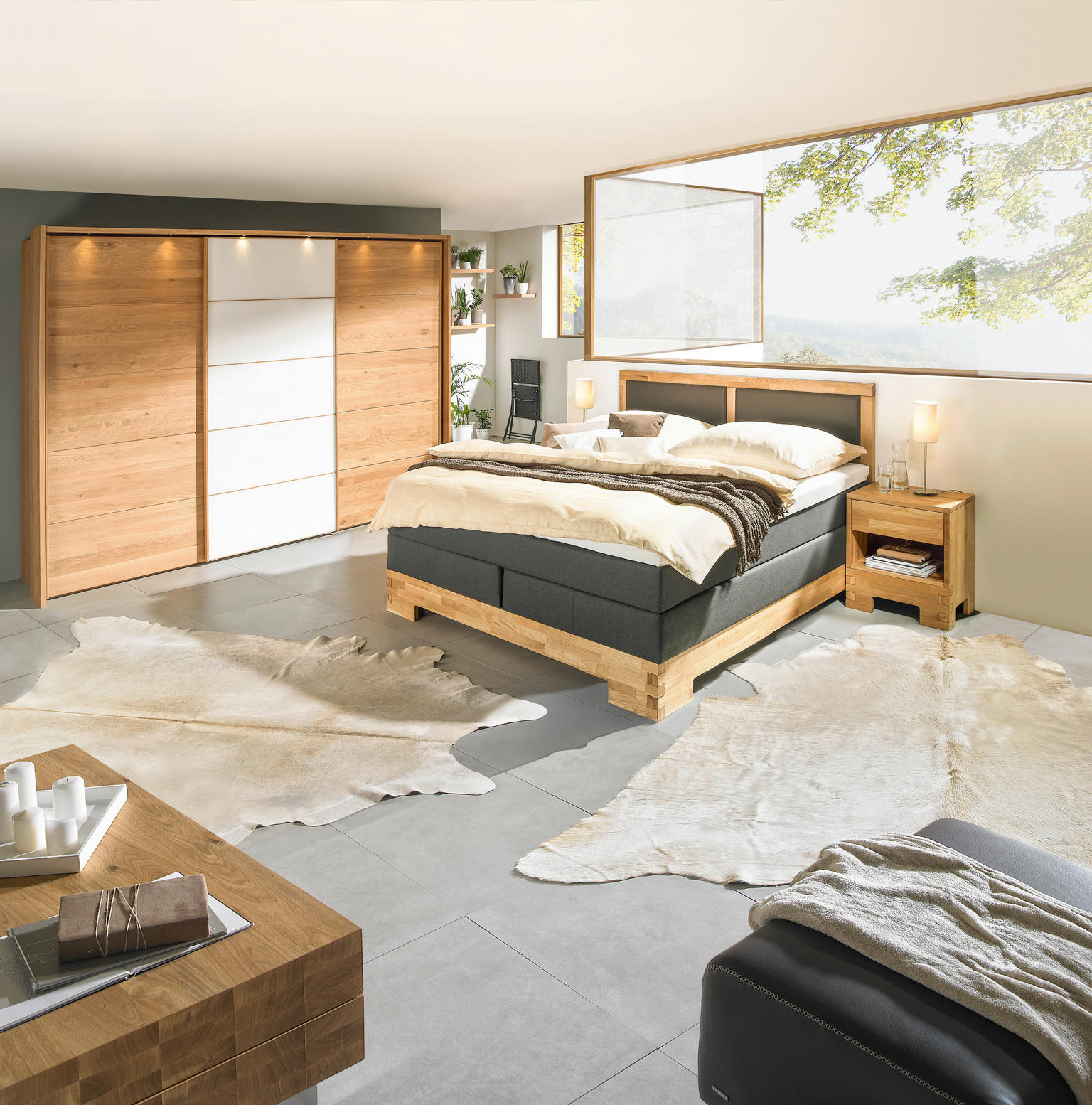 BOXSPRINGBETT 160/200 cm in Braun, Eichefarben - Einrichtungsbeispiel