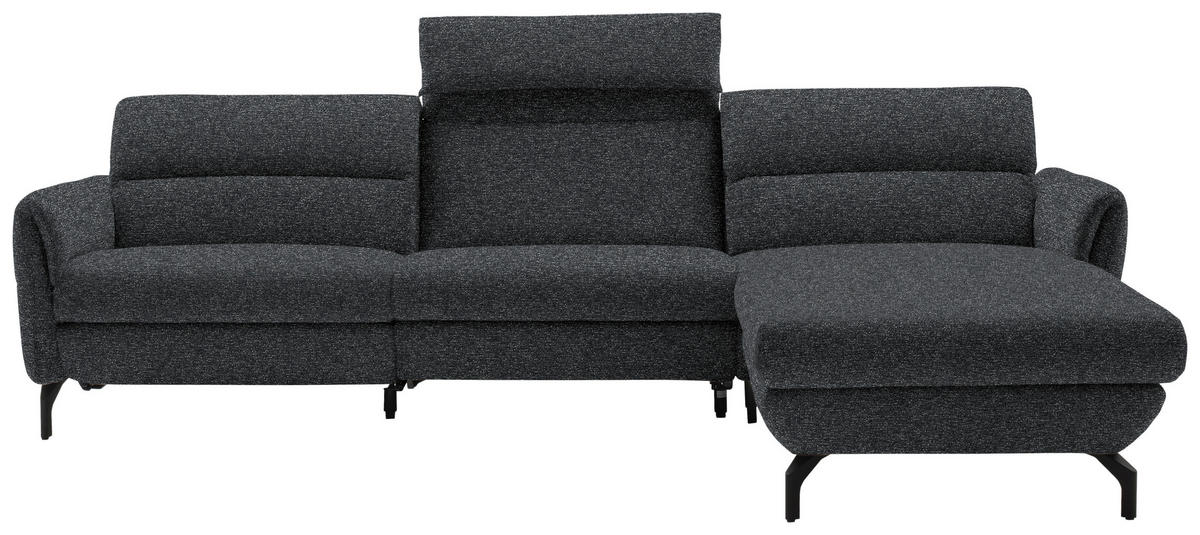 ECKSOFA Graphitfarben Chenille  - Schwarz/Graphitfarben, Design, Textil/Metall (299/187cm) - Schöner Wohnen