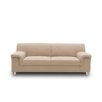 3-SITZER-SOFA Webstoff Beige  - Chromfarben/Beige, KONVENTIONELL, Textil/Metall (190/72/80cm) - MID.YOU