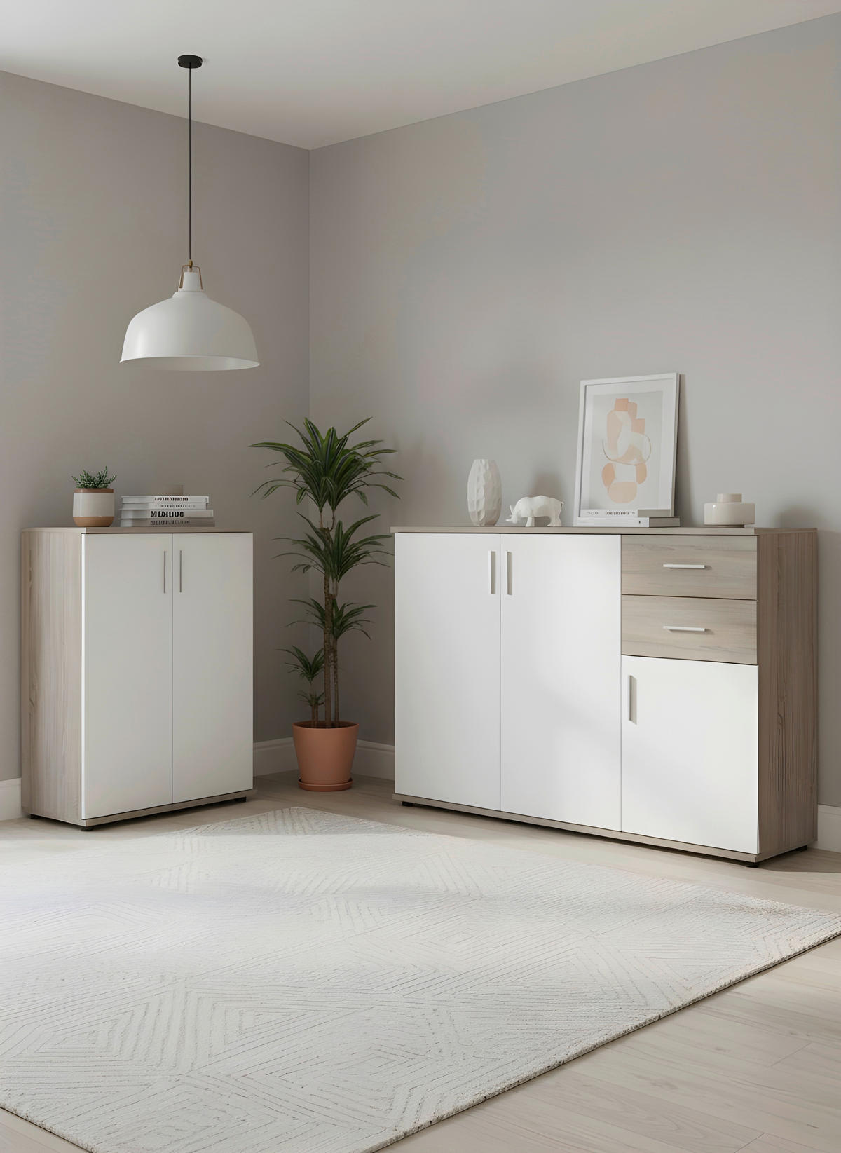 KOMÓD 120/82/35 cm  - ezüstszínű/sötét tölgy, Konventionell, műanyag/faalapú anyag (120/82/35cm) - Xora