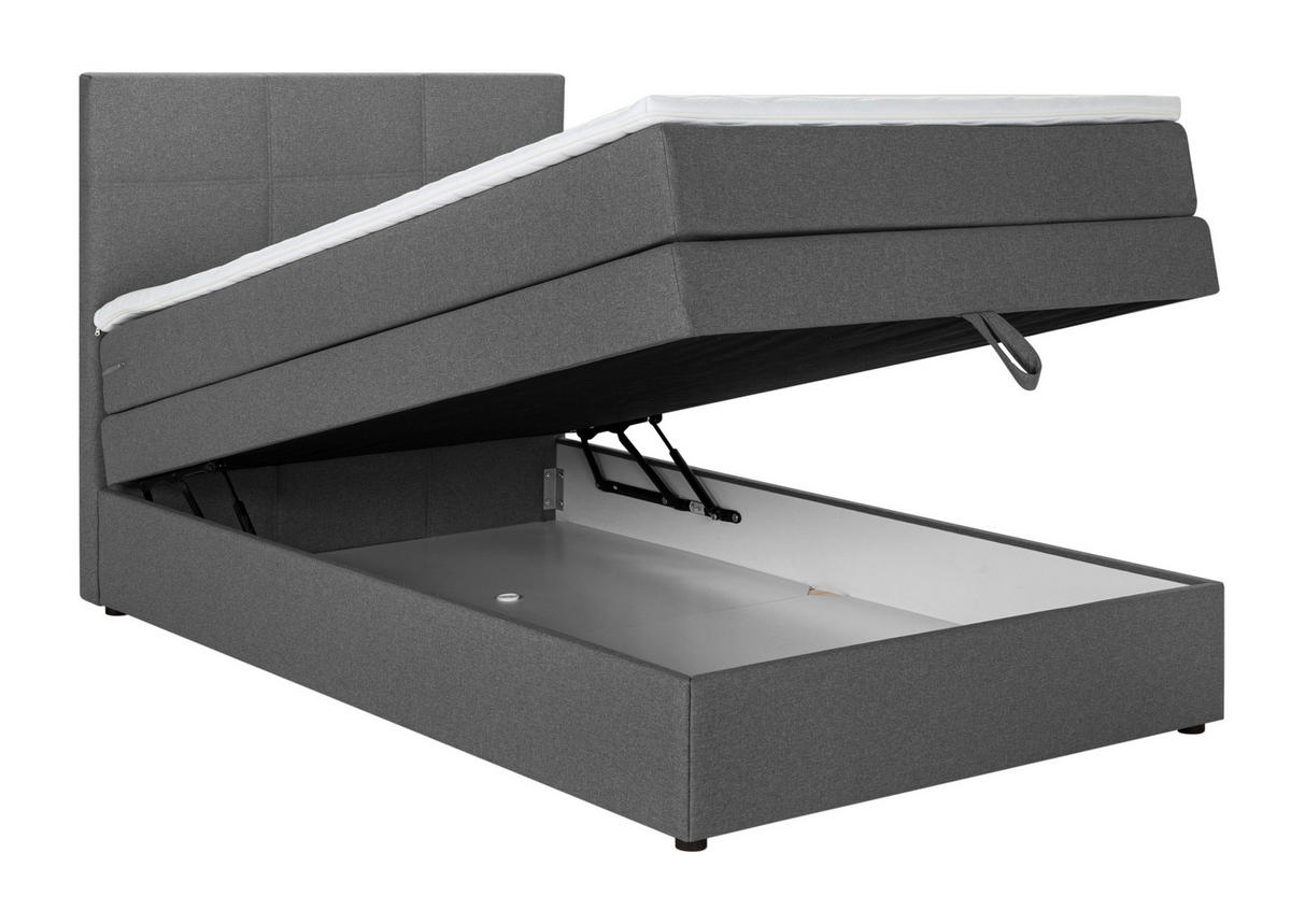BOXSPRINGBETT 140/200 cm,  in Anthrazit  - Anthrazit/Schwarz, Design, Kunststoff/Textil (140/200cm) - Welnova