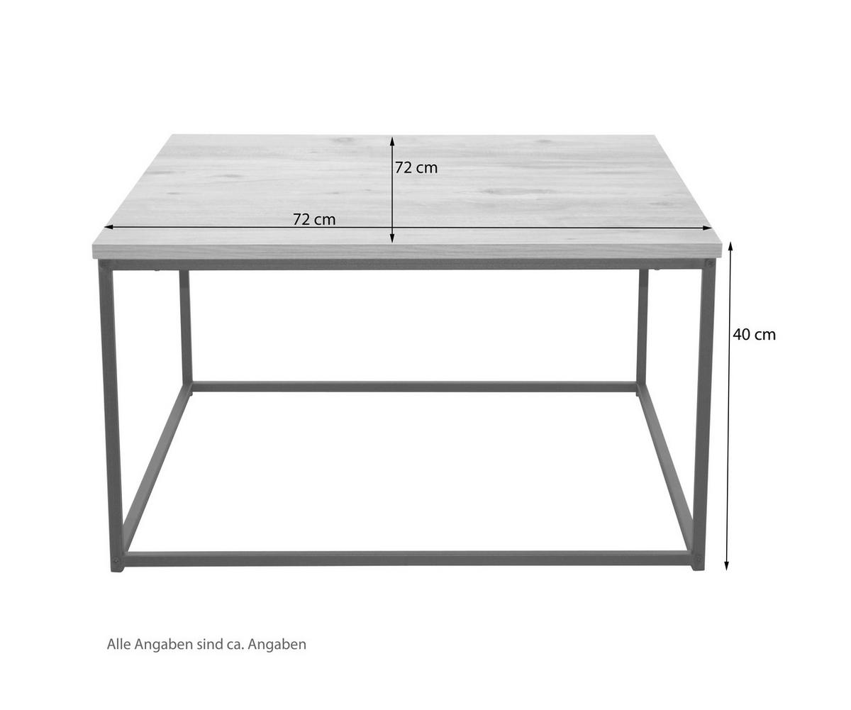 COUCHTISCH 72/72/40 cm quadratisch Schwarz, Eichefarben  - Eichefarben/Schwarz, Design, Holzwerkstoff/Metall (72/72/40cm) - MID.YOU