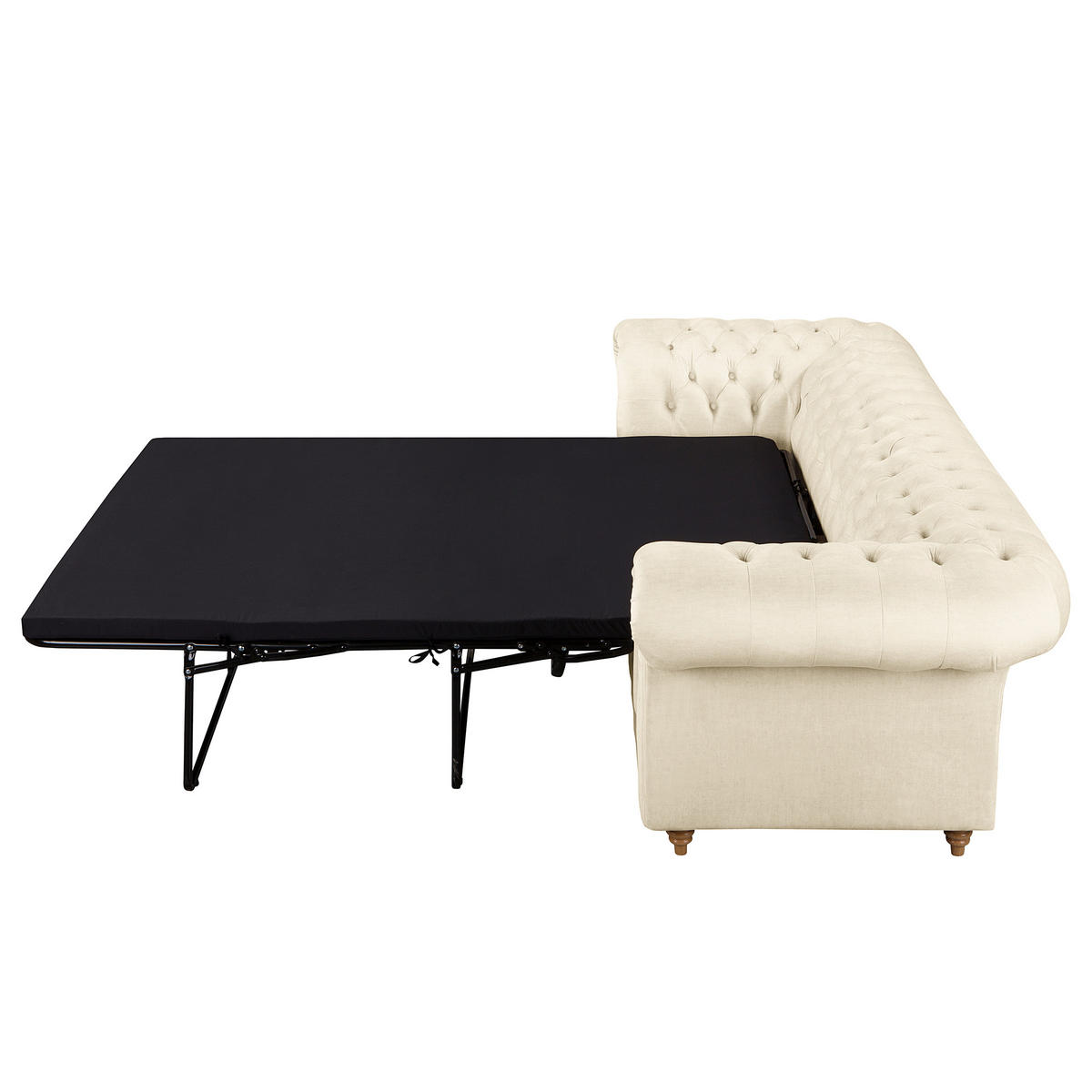 SCHLAFSOFA Laura in Mikrofaser Creme  - Creme/Braun, Design, Holz/Textil (218/74/91cm) - P & B