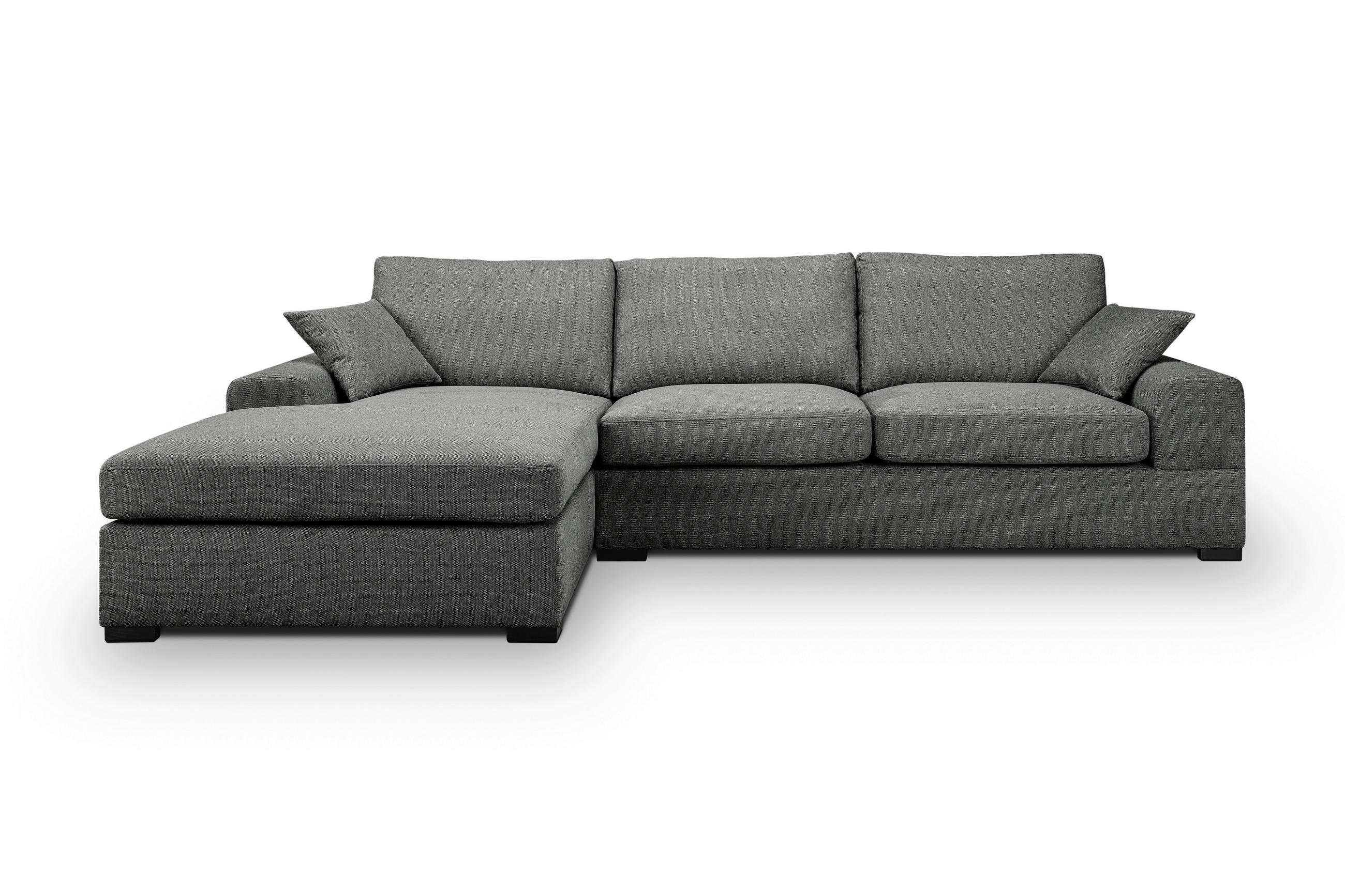ECKSOFA VEDA Grau Flachgewebe  - Beige/Schwarz, Basics, Holz/Textil (308/186cm) - MID.YOU