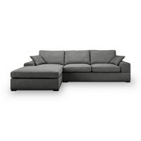 ECKSOFA VEDA Grau Flachgewebe  - Beige/Schwarz, Basics, Holz/Textil (308/186cm) - MID.YOU