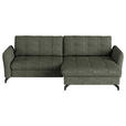 ECKSOFA in Flachgewebe, Leinenoptik Grün  242/170 cm  - Schwarz/Grün, Design, Textil/Metall (242/170cm) - Xora