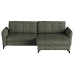 ECKSOFA in Flachgewebe, Leinenoptik Grün  242/170 cm  - Schwarz/Grün, Design, Textil/Metall (242/170cm) - Xora