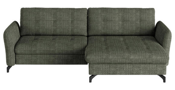ECKSOFA in Flachgewebe, Leinenoptik Grün  242/170 cm  - Schwarz/Grün, Design, Textil/Metall (242/170cm) - Xora