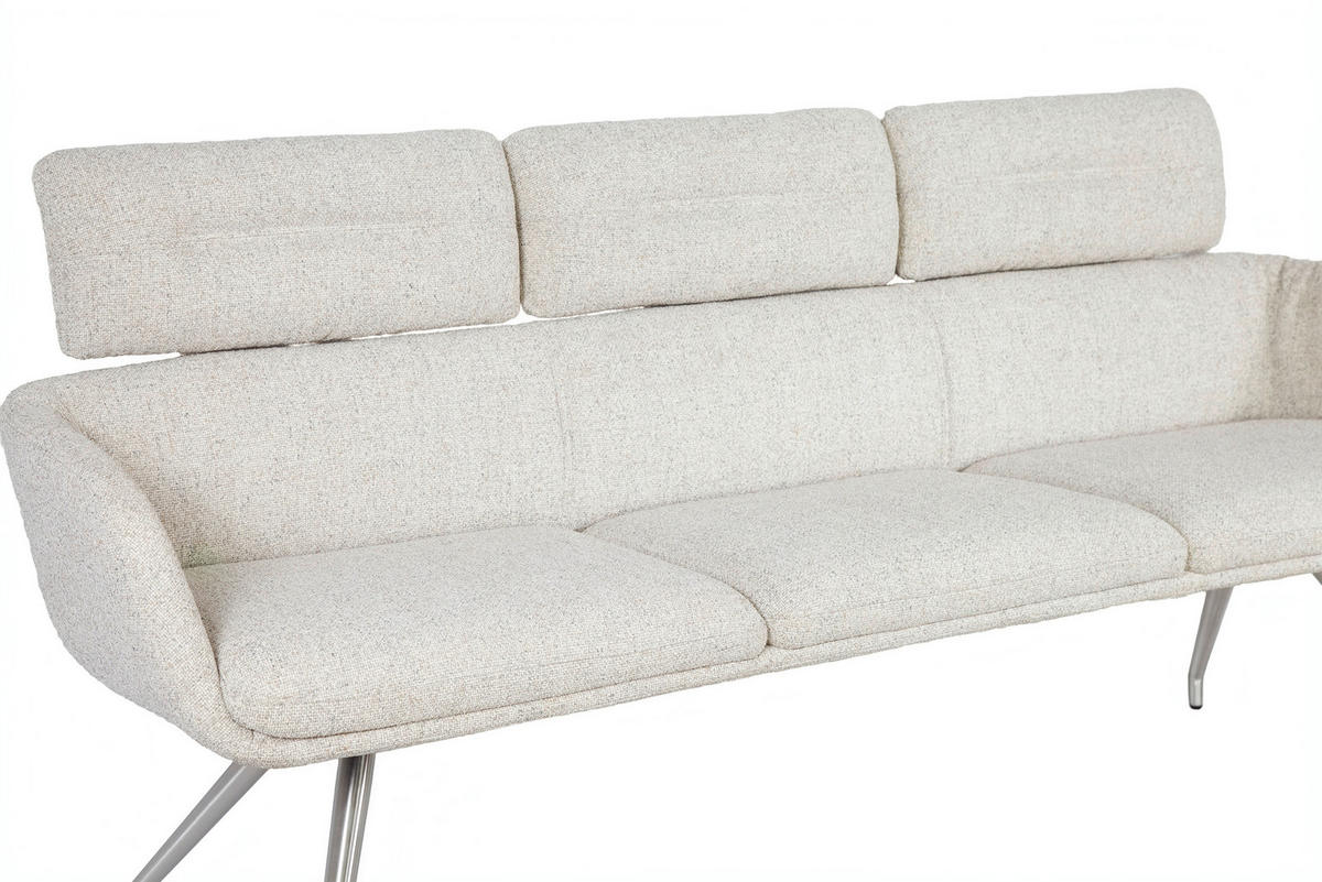 SITZBANK 200/92,5/67 cm Webstoff Edelstahlfarben, Beige  - Edelstahlfarben/Beige, Design, Textil/Metall (200/92,5/67cm) - Dieter Knoll