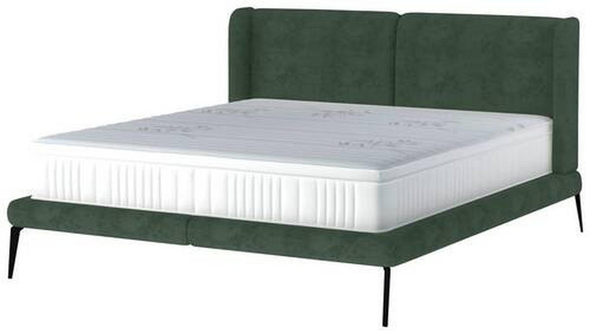 Polsterbett inkl. Matratze Matratze, gepolstertes Kopfteil, Topper Dunkelgrün 180/200 cm  - Dunkelgrün/Creme, MODERN, Textil/Metall (180/200cm) - Livetastic