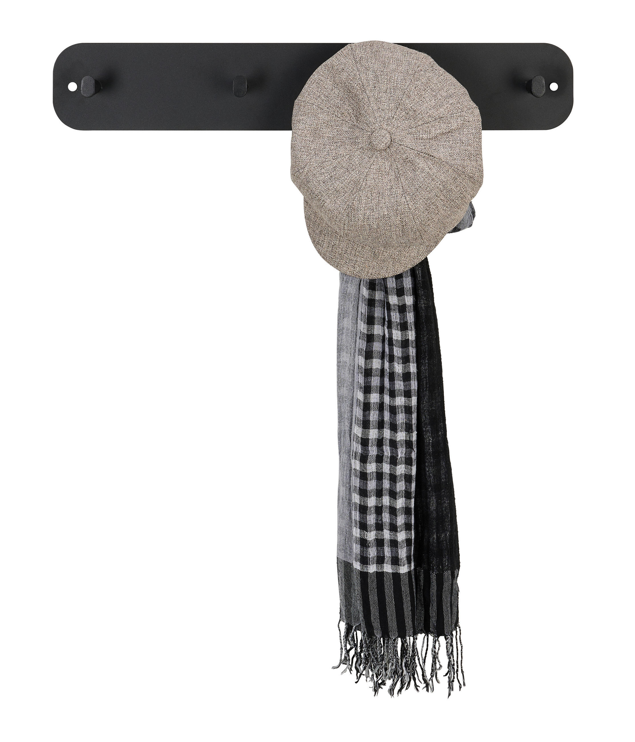 LIŠTA S HÁČKY - černá, Trend, kov (60/10/6cm) - Carryhome